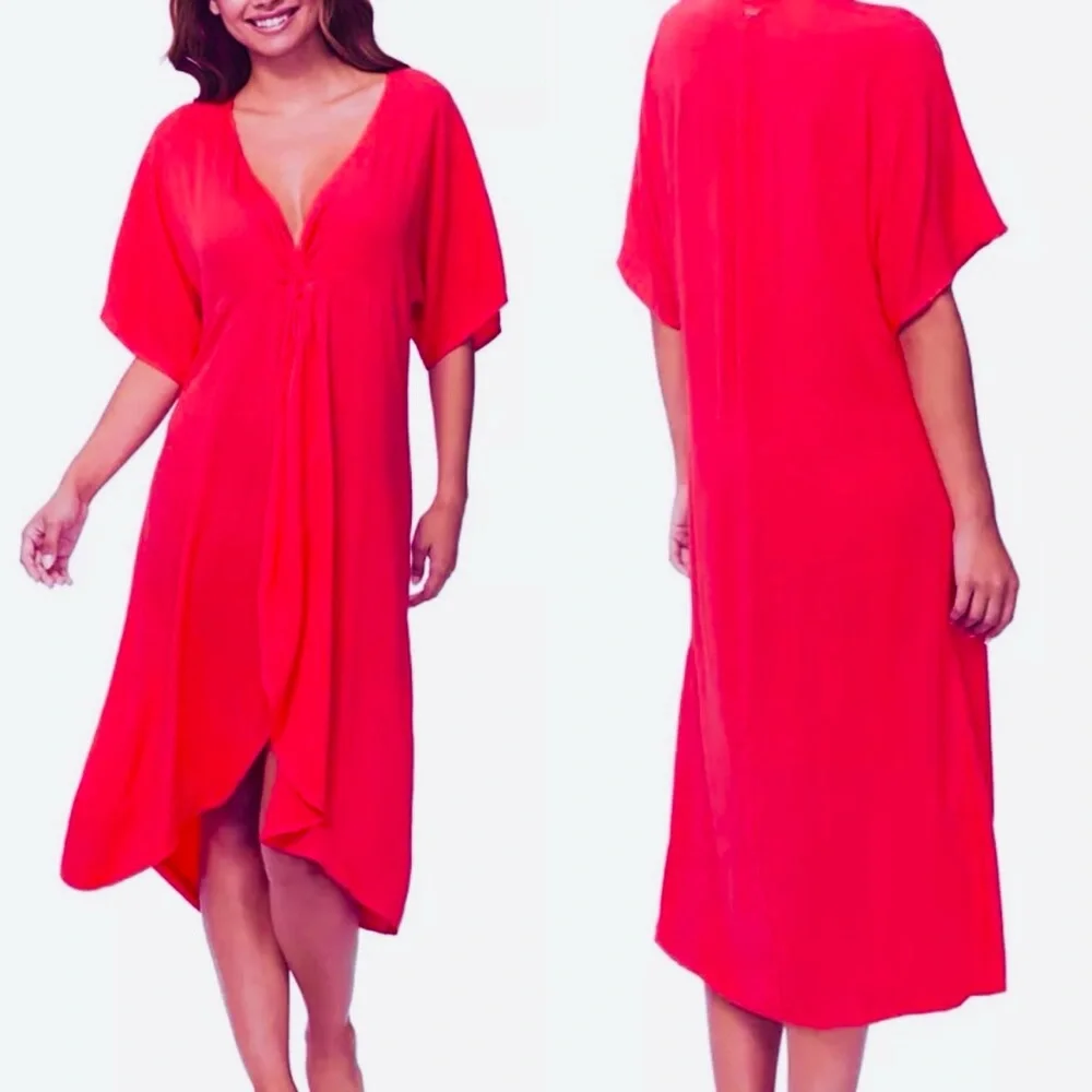 NWT Raisins Womens Paradise Cover-Up Red Twist Front Medium New!